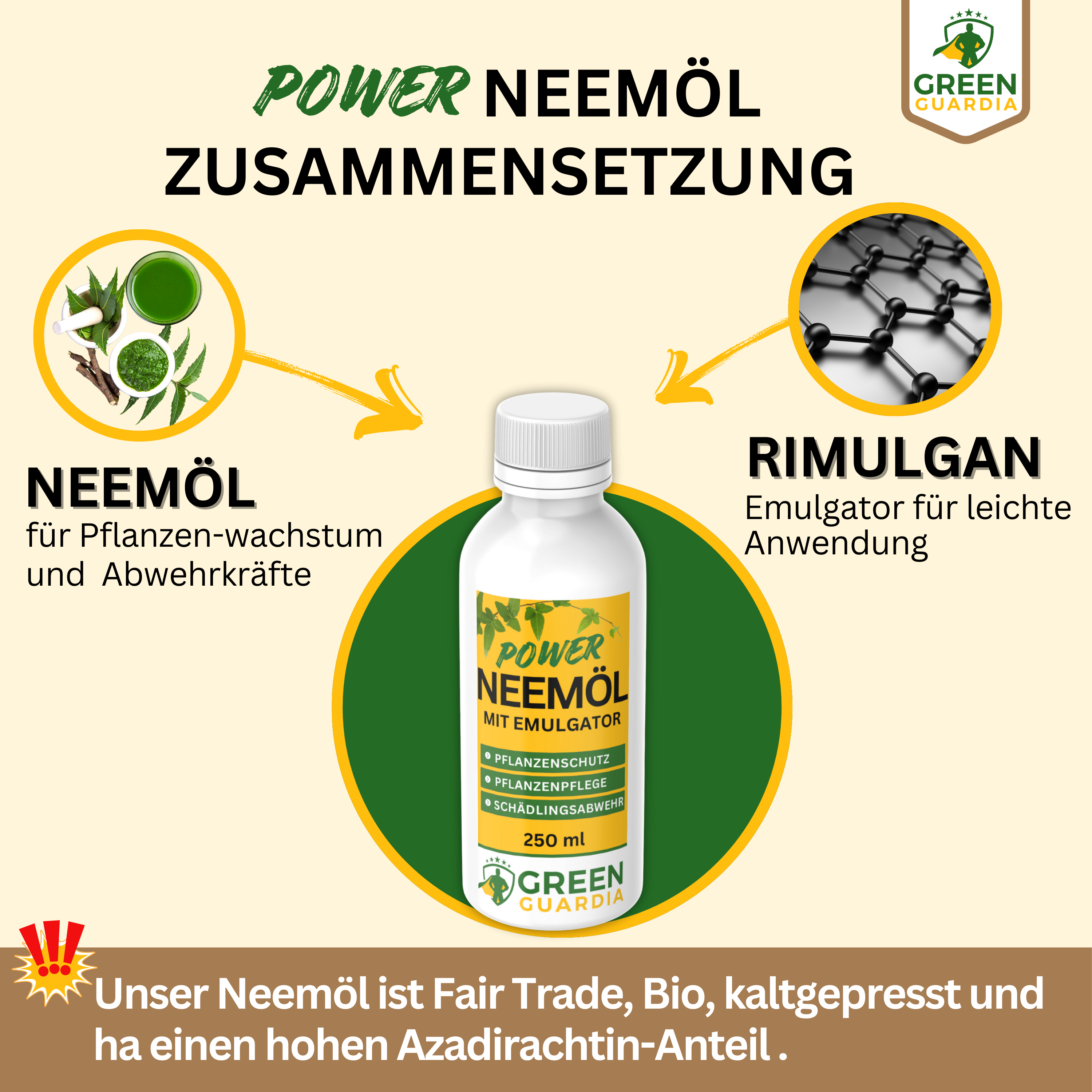 Power Neem Oil with Emulsifier for Houseplants & Garden