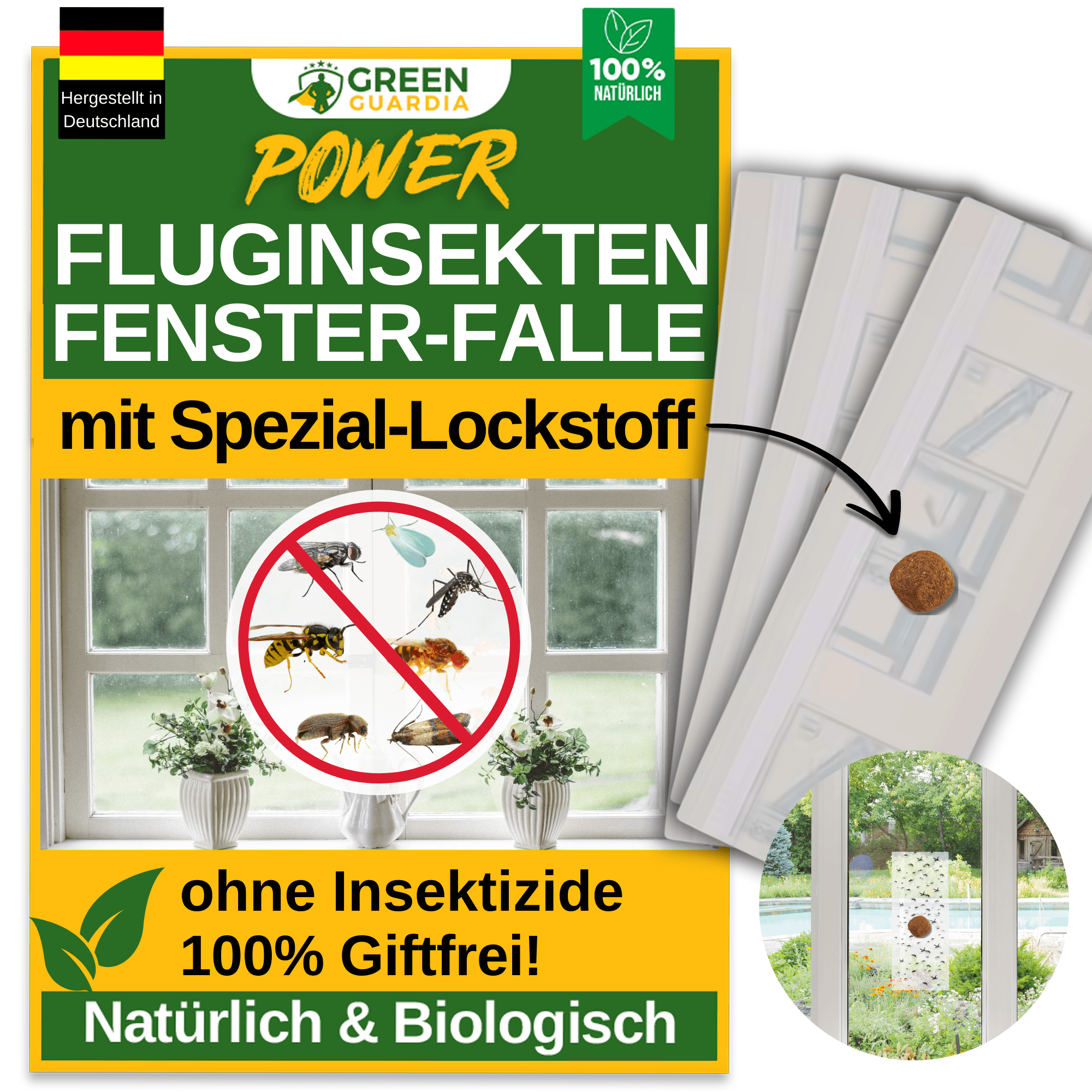 Fluginsekten Fenster - Falle mit Spezial - Lockstoff - Green Guardia - Ihr Experte für Schädlinge und Pflanzen
