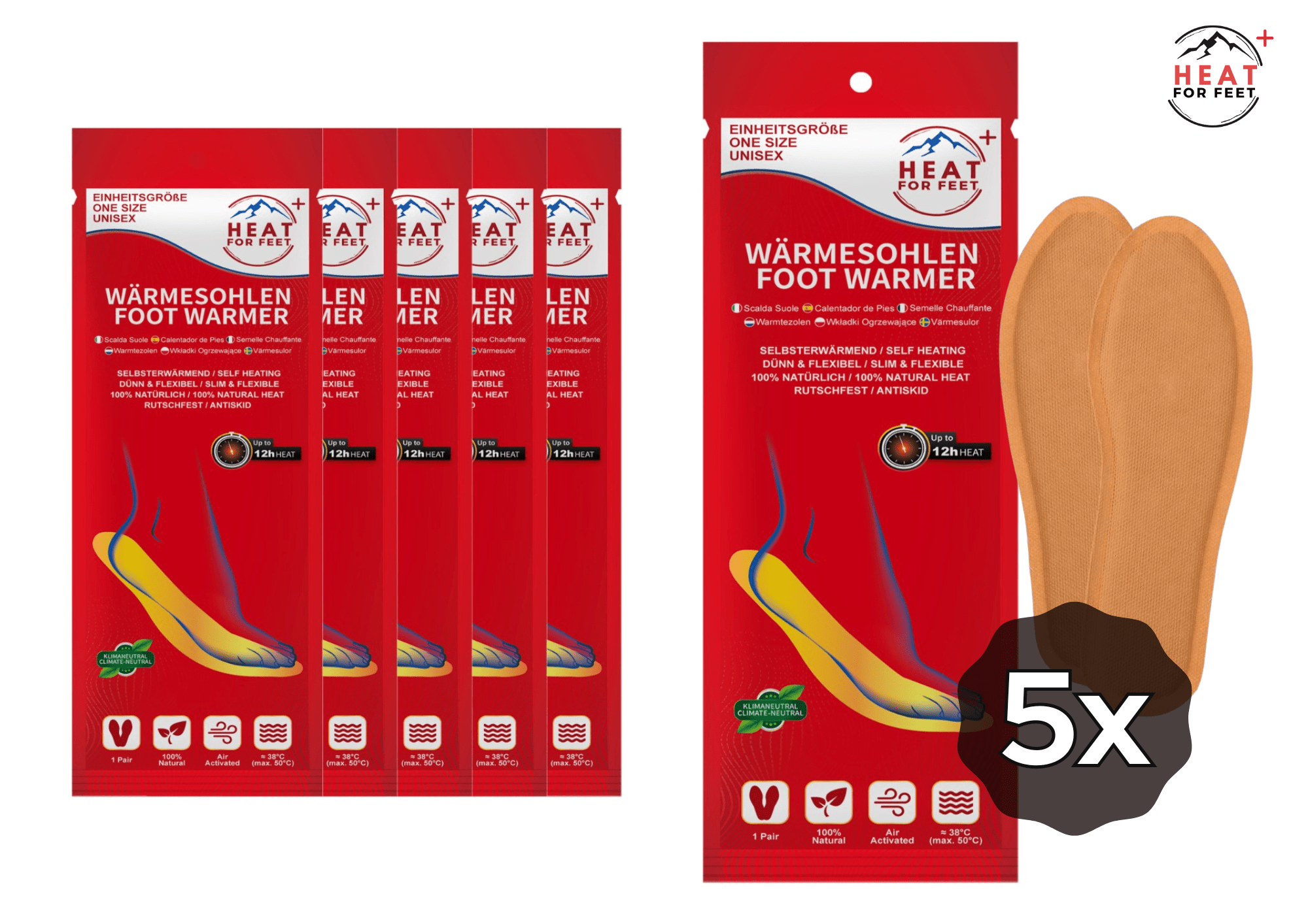 Heat for Feet, 10 Paar Wรคrmesohlen, bis zu 12 Std. Wรคrme, Einheitsgrรถรe 36 - 46, dรผnn & flexibel, Sohlenwรคrmer,Sofort wรคrmende Einlegesohlen,Schuhwรคrmer - Green Guardia - Ihr Experte fรผr Schรคdlinge und Pflanzen
