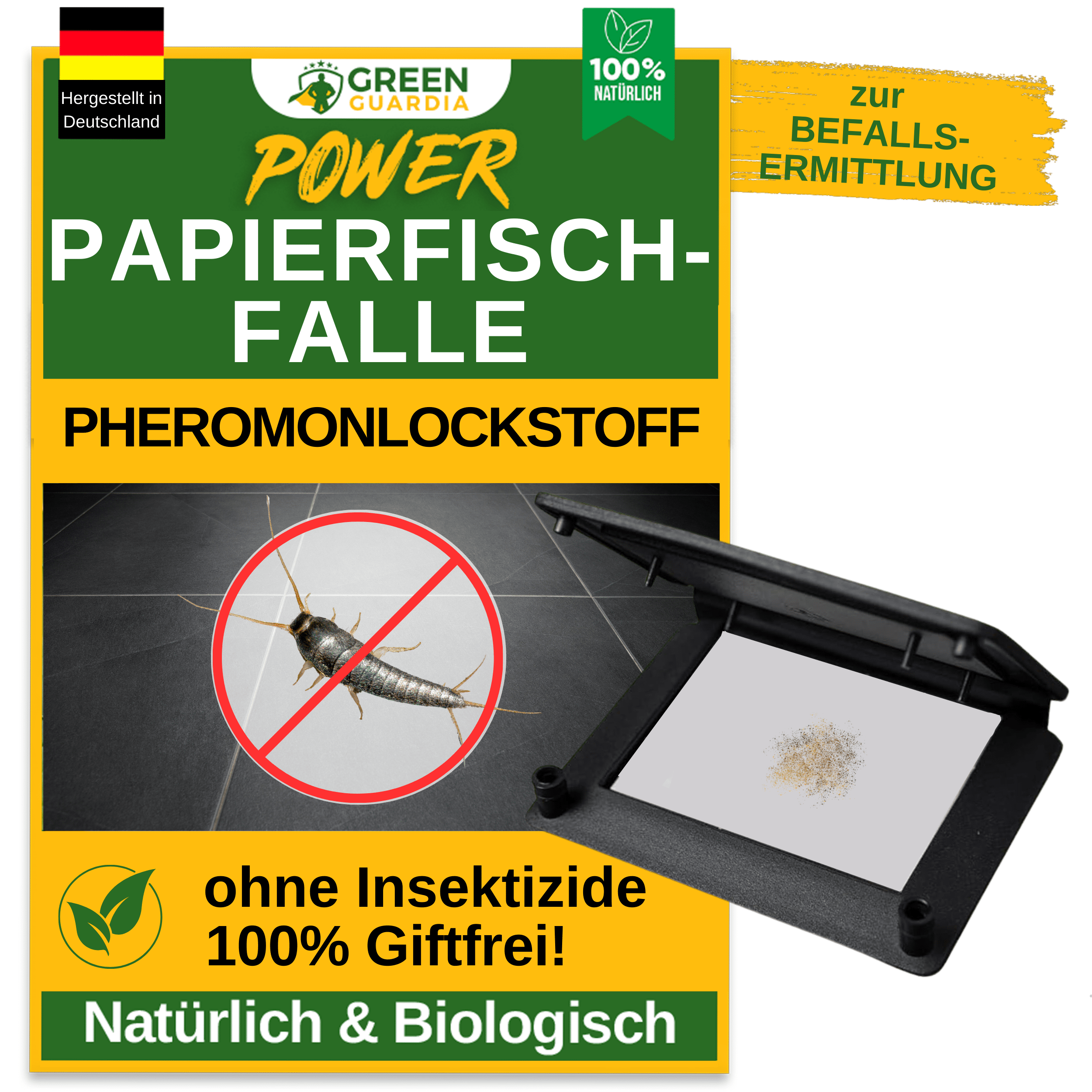 Papierfisch Falle mit Pheromon - Lockstoff - Green Guardia - Ihr Experte für Schädlinge und Pflanzen