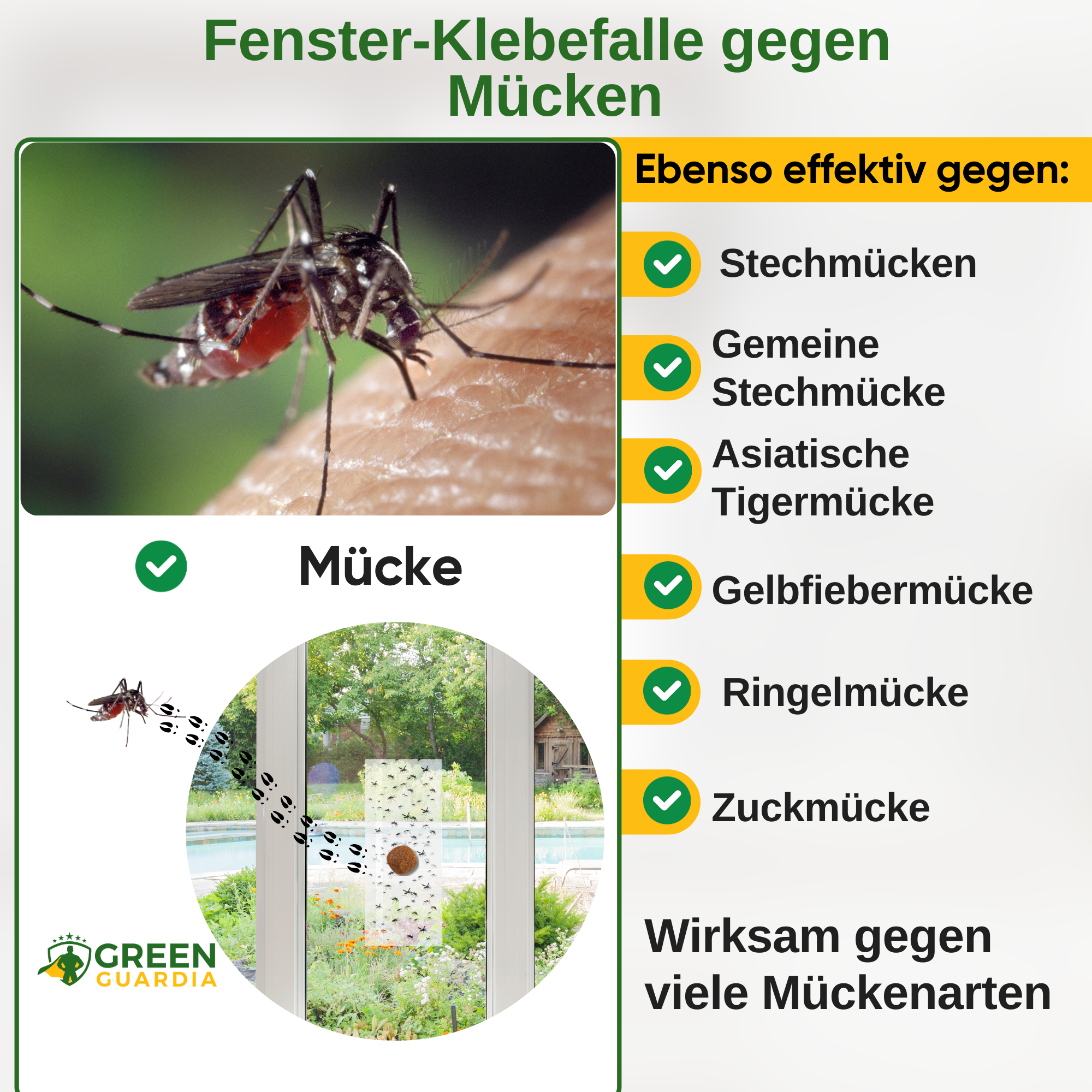 Mücken Fenster-Falle mit Spezial-Lockstoff