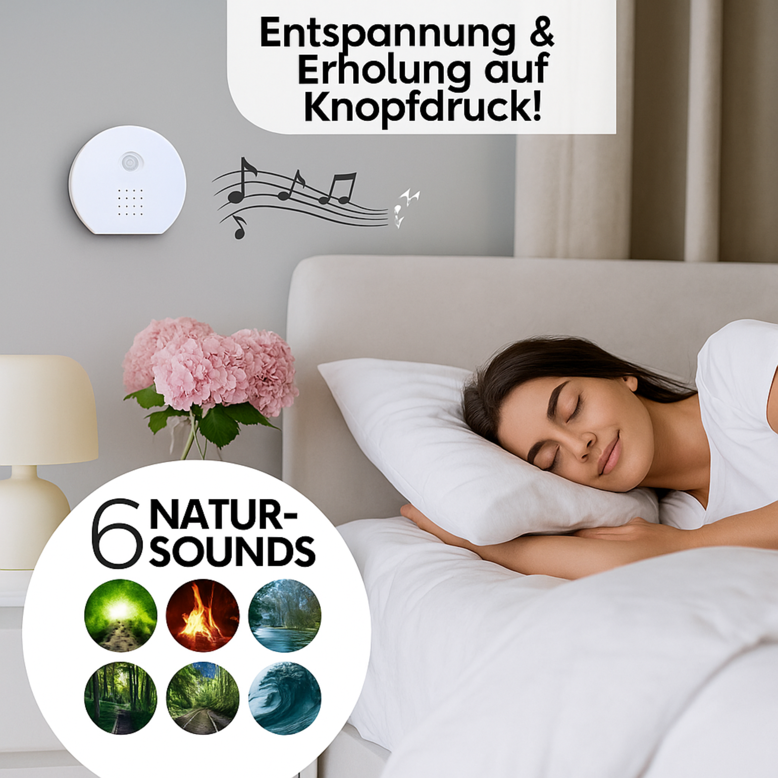 Naturgeräusche-Soundbox mit Bewegungssensor – 6 beruhigende Sounds, Timer & Lautstärkeregler, Zwitscherbox Vogelgezwitscher