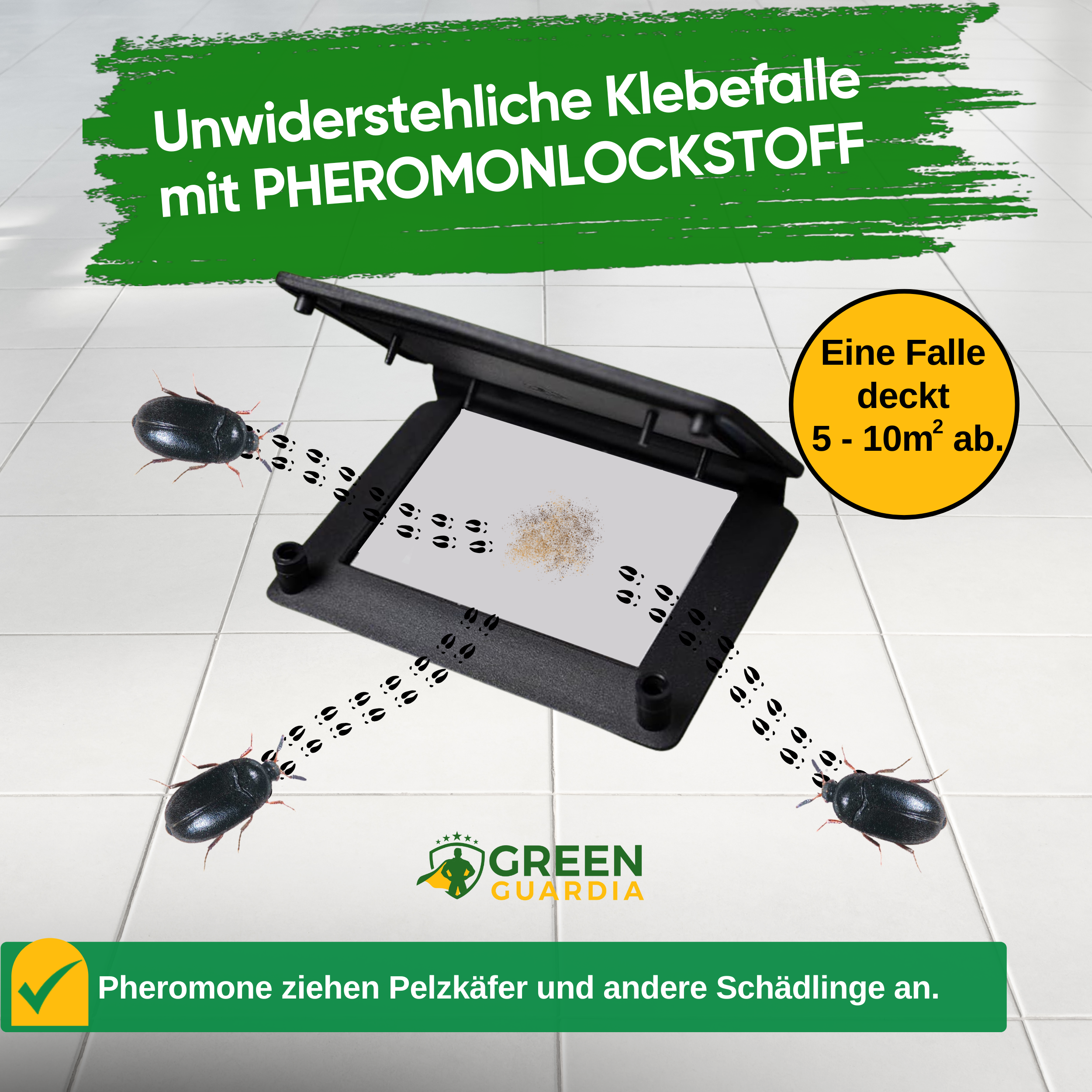 Fur beetle trap with pheromone attractant 