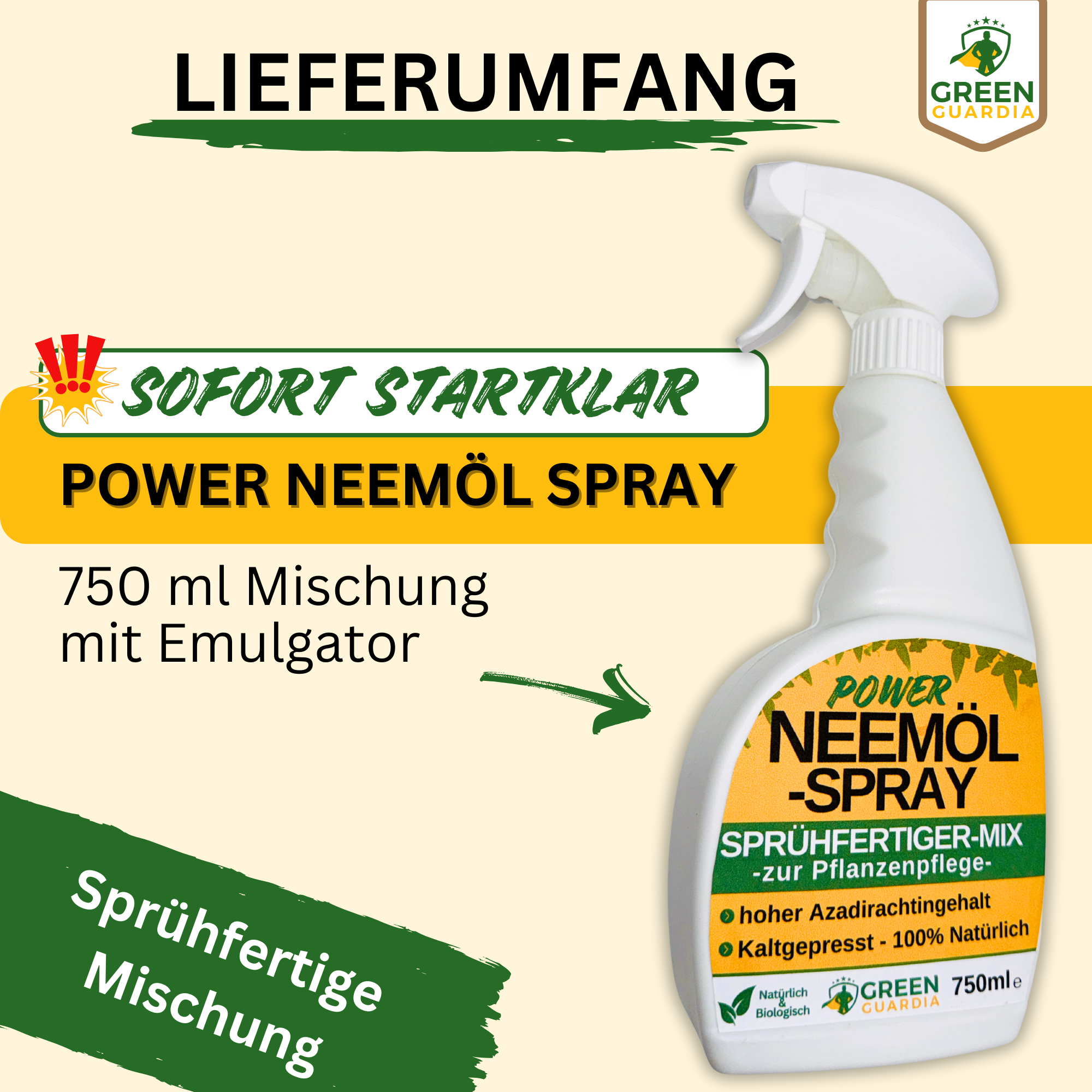 Neemöl Spray 750ml, -Sprühfertig- mit Emulgator zur Pflanzenpflege und Schutz