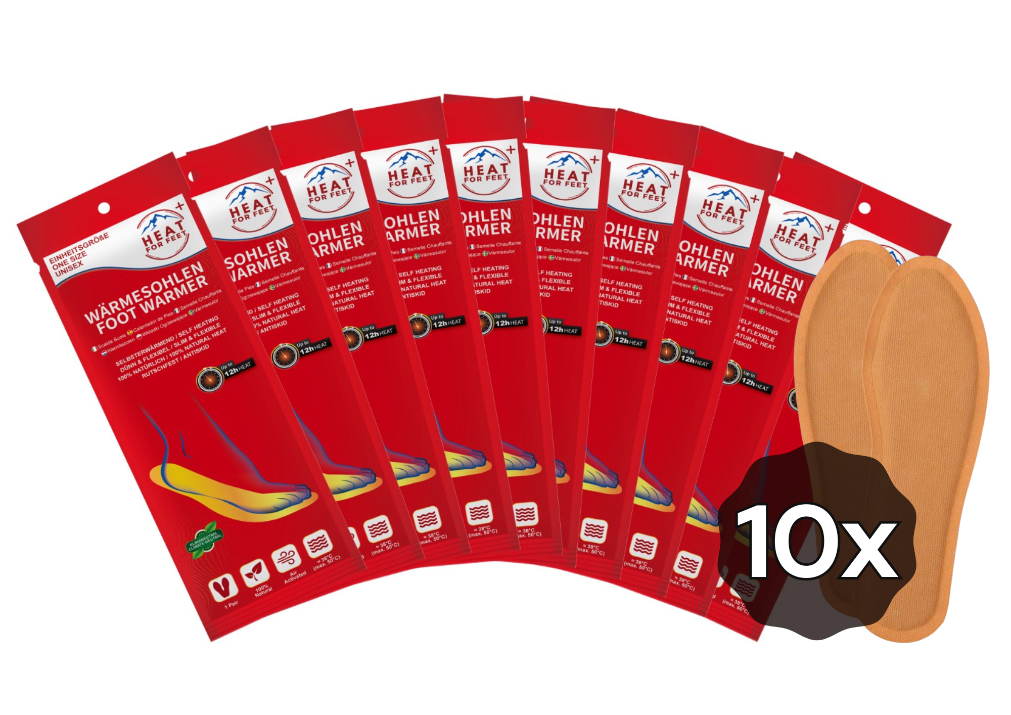 Θερμότητα για τα πόδια, 10 ζευγάρια θερμαινόμενοι πάτοι, έως και 12 ώρες ζεστασιάς, ένα μέγεθος κατάλληλο για όλους (36-46), λεπτό & εύκαμπτο, θερμαντικά πέλματα, πάτοι άμεσης θέρμανσης, θερμαντικά παπουτσιών