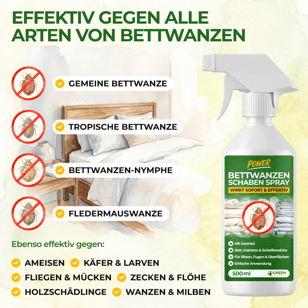 Bettwanzen-Abwehrspray Power-Konzentrat - 500ml - Green Guardia - Ihr Experte für Schädlinge und Pflanzen