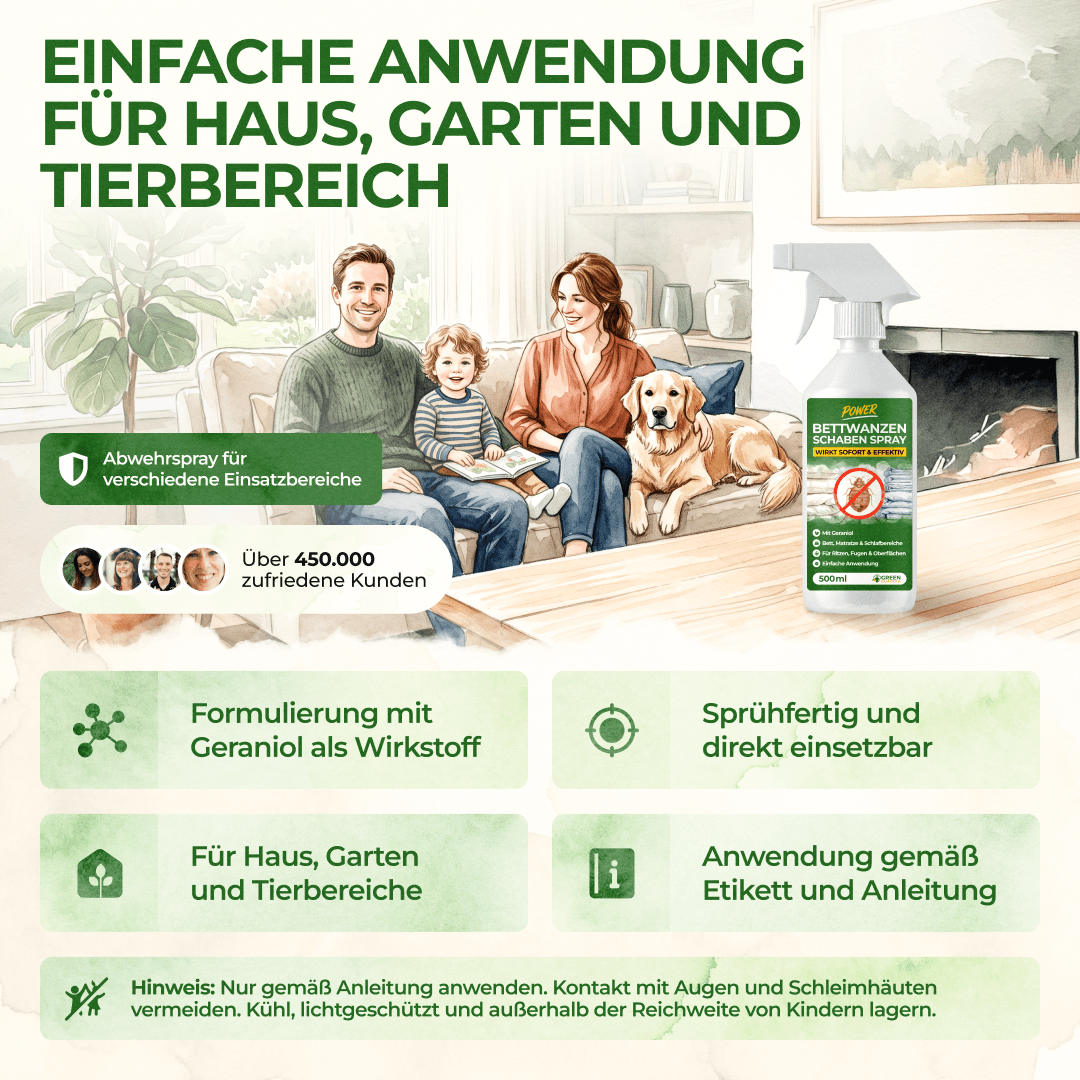 Bettwanzen-Abwehrspray Power-Konzentrat - 500ml - Green Guardia - Ihr Experte für Schädlinge und Pflanzen