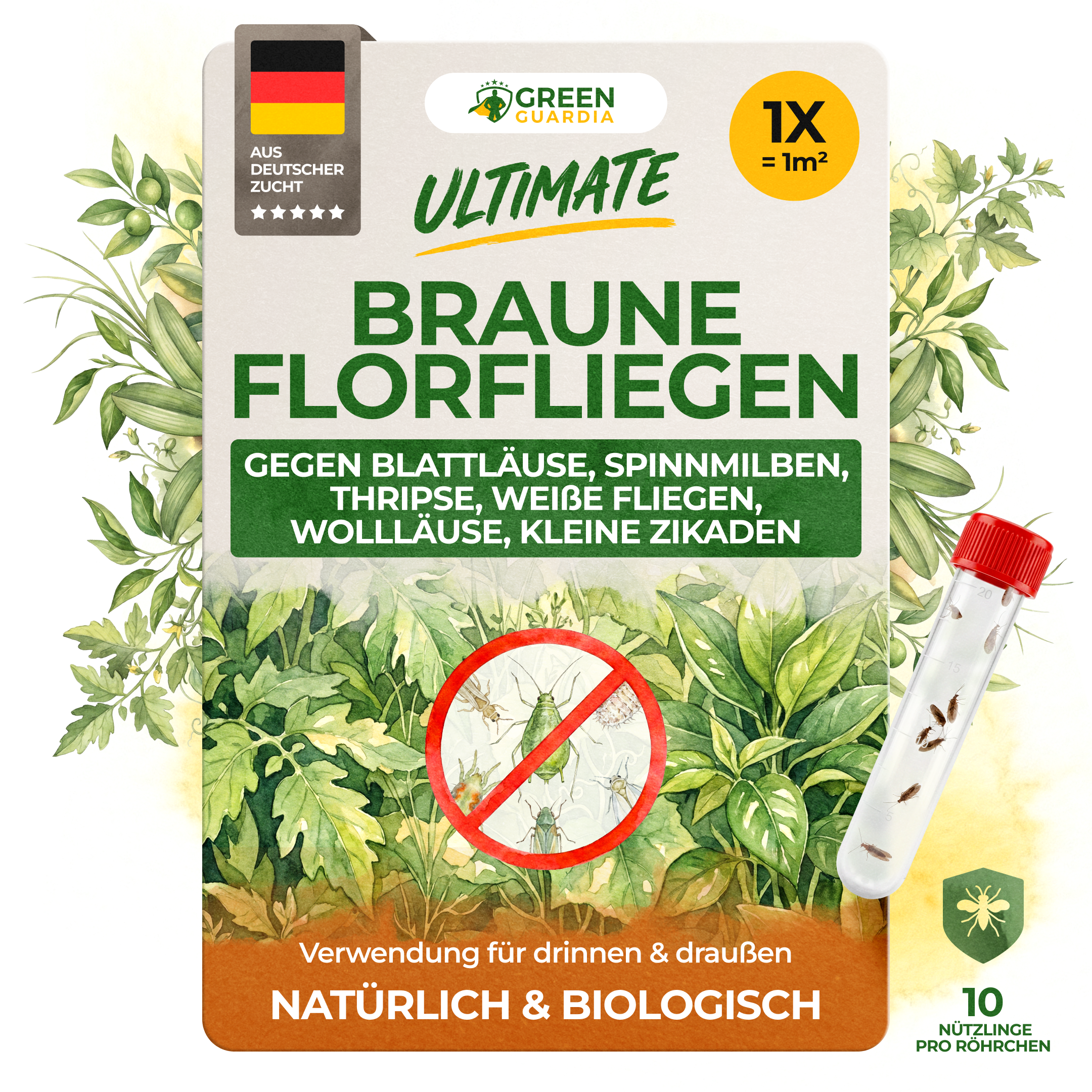 Braune Florfliegen gegen Blattläuse, Thripse, Spinnmilben und Co.