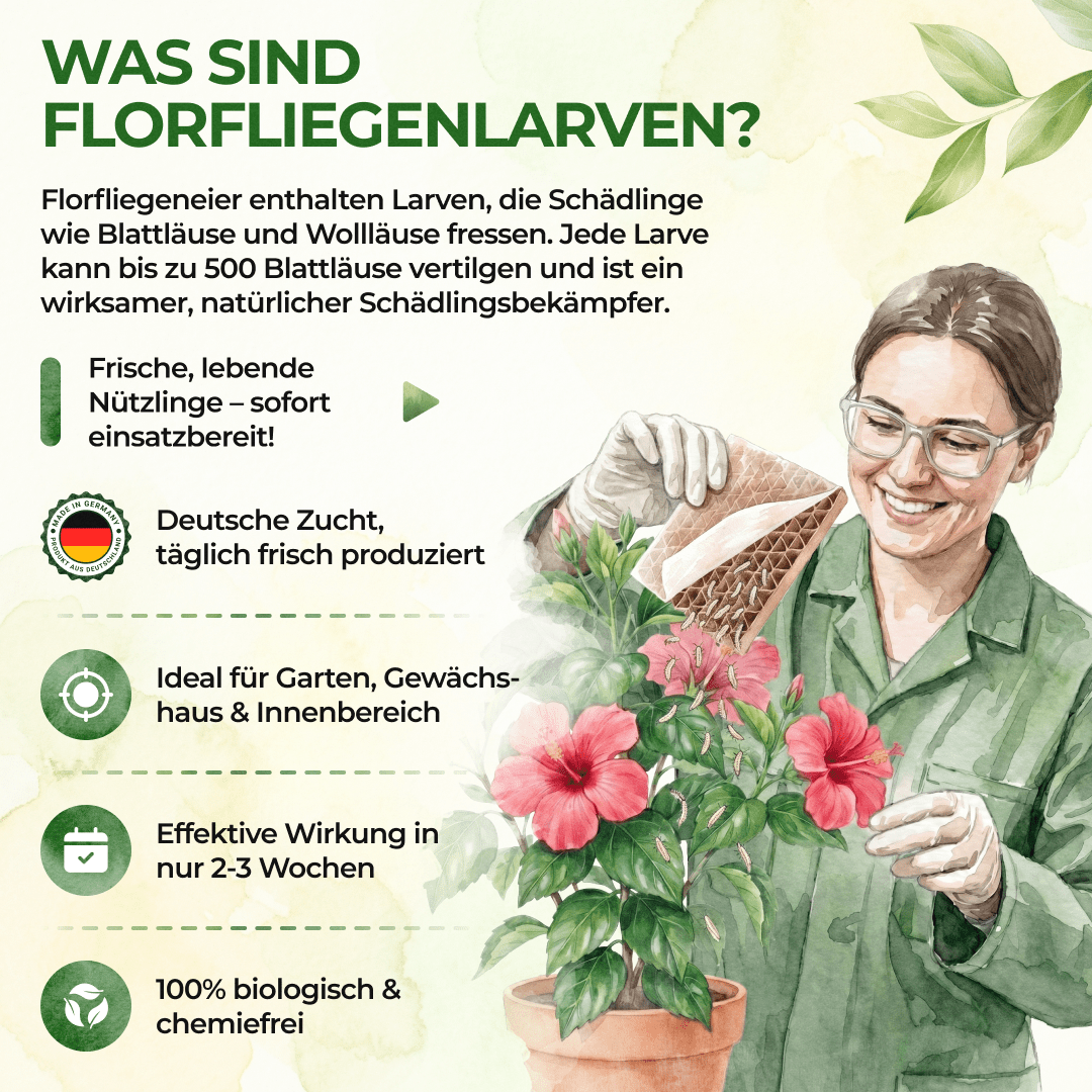 Florfliegenlarven gegen Blattläuse und Wollläuse - Green Guardia - Ihr Experte für Schädlinge und Pflanzen