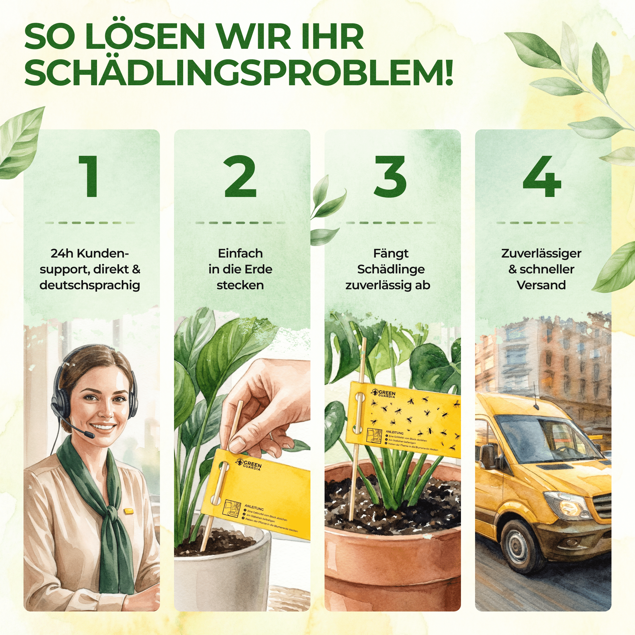 Gelbsticker (10x Stück inkl. Bambusstäbchen) - Green Guardia - Ihr Experte für Schädlinge und Pflanzen