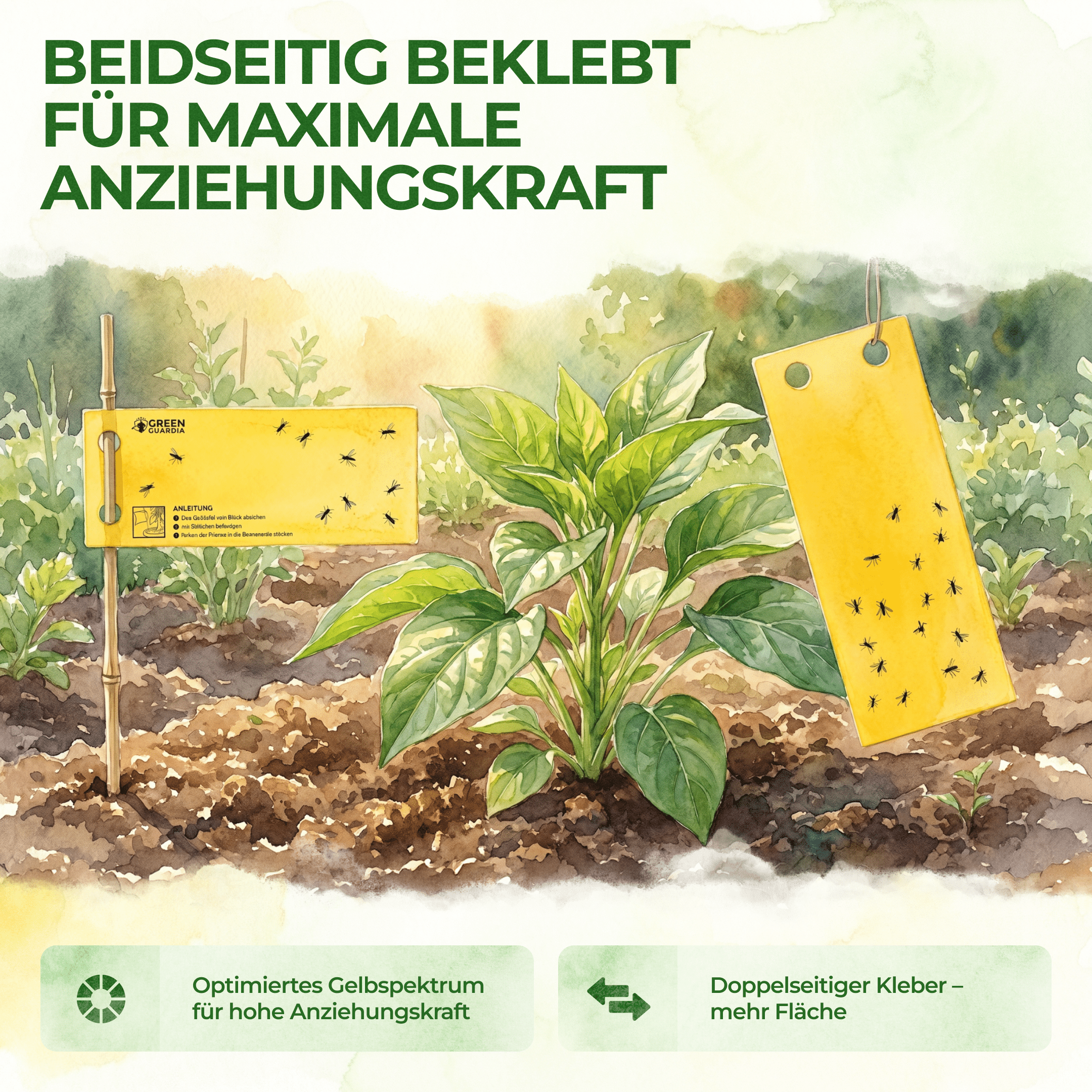 Gelbsticker (10x Stück inkl. Bambusstäbchen) - Green Guardia - Ihr Experte für Schädlinge und Pflanzen