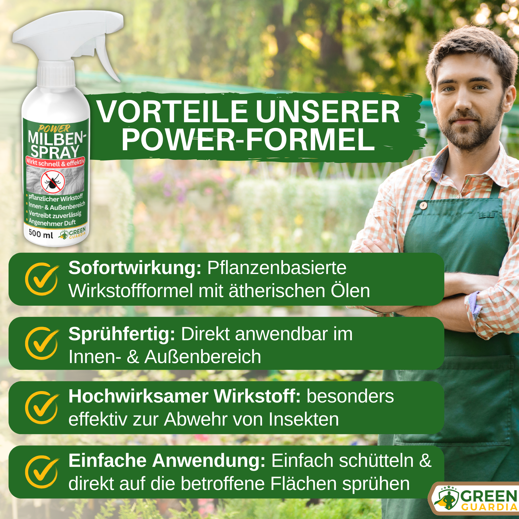 Milben - Abwehrspray Power - Konzentrat - Green Guardia - Ihr Experte für Schädlinge und Pflanzen