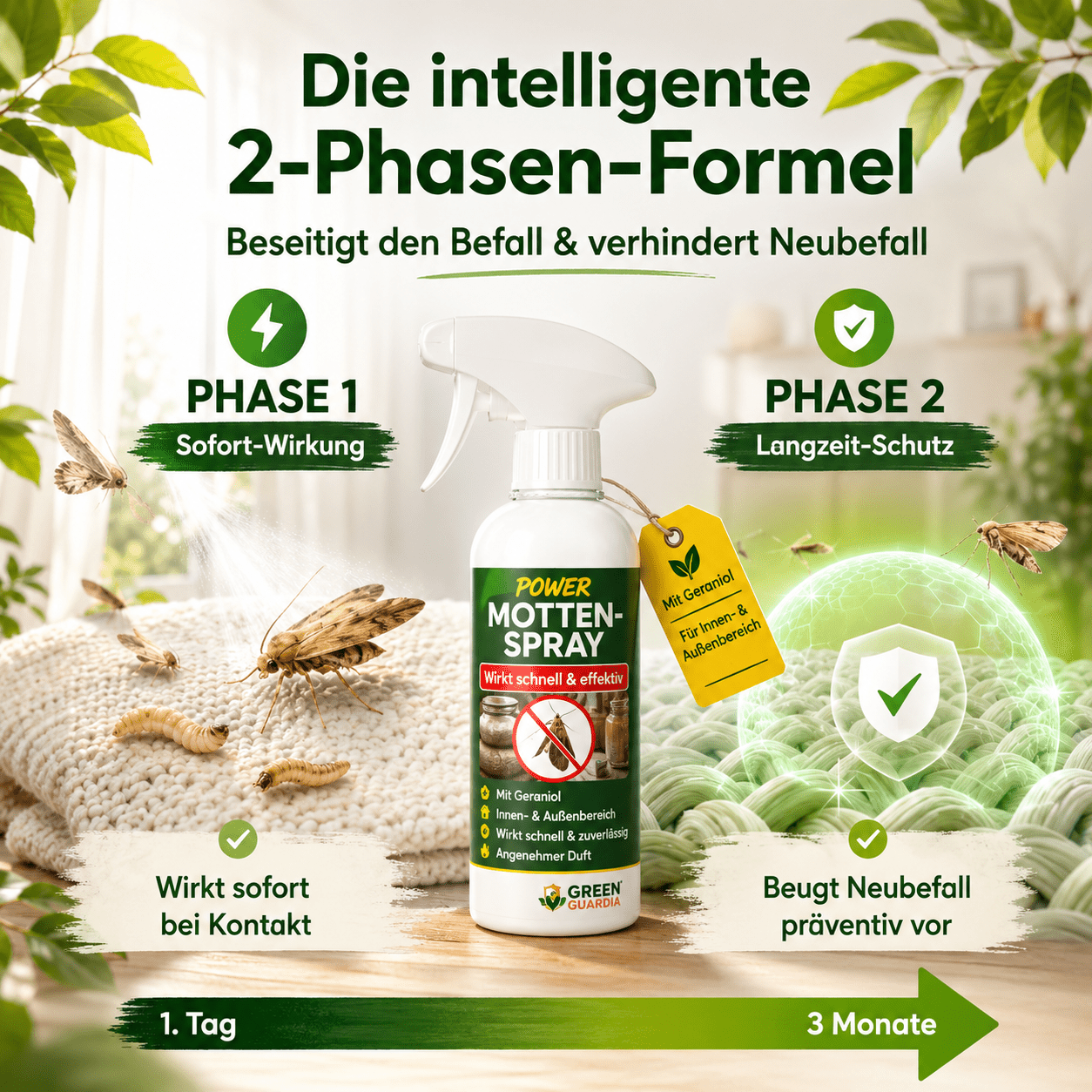 Motten-Abwehrspray Power-Konzentrat - 500ml - Green Guardia - Ihr Experte für Schädlinge und Pflanzen