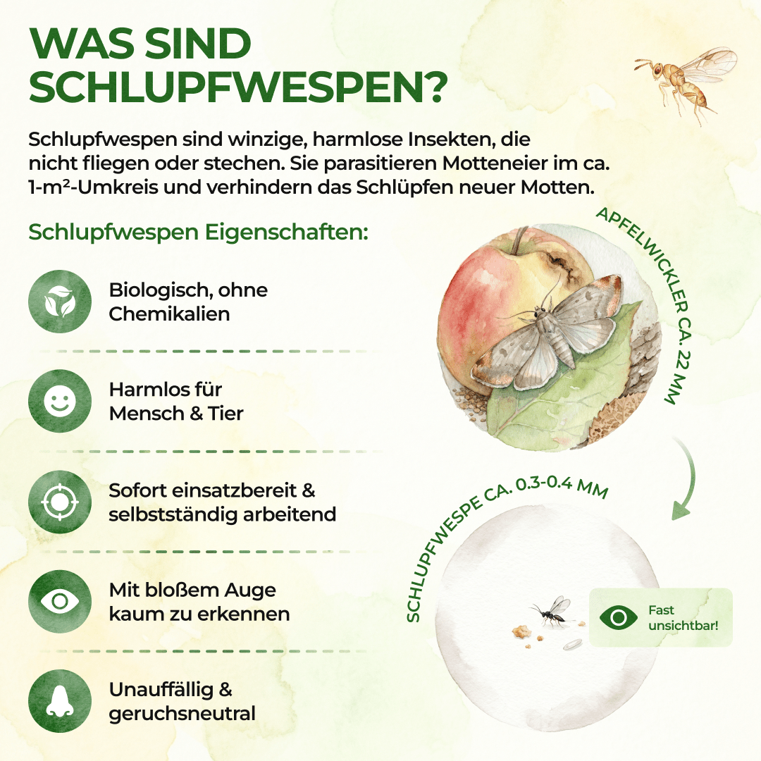 Schlupfwespen gegen Apfelwickler - Green Guardia - Ihr Experte für Schädlinge und Pflanzen